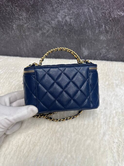 Косметичка Chanel Vanity Case из кожи Caviar 16/10/7 премиум-люкс синяя - фото 7