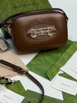 Женская сумка Gucci Horsebit 1955 Premium 20-13/6 см Brown - фото 8