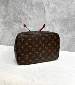 Женская сумка Louis Vuitton NeoNoe Premium 25-25/17 см коричневая с красным