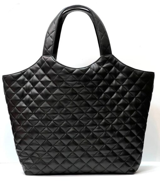 Хозяйственная сумка YSL Icare Maxi 698651 Premium кожаная стёганая чёрная 38X58/43Х8 см - фото 4