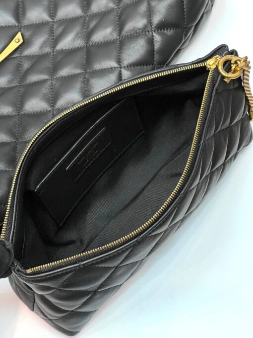 Хозяйственная сумка YSL Icare Maxi 698651 Premium кожаная стёганая чёрная 38X58/43Х8 см - фото 12
