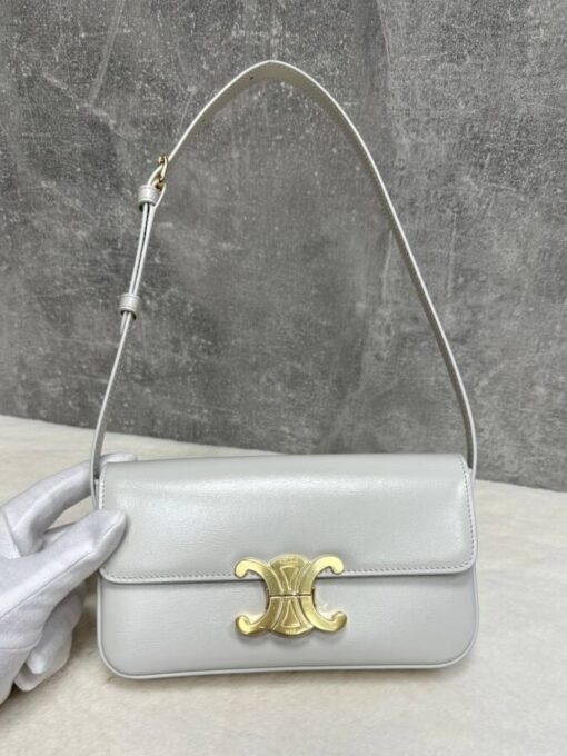 Женская сумочка на плечо Celine Claude Triomphe белая премиум-люкс 20/10/4 см - фото 1