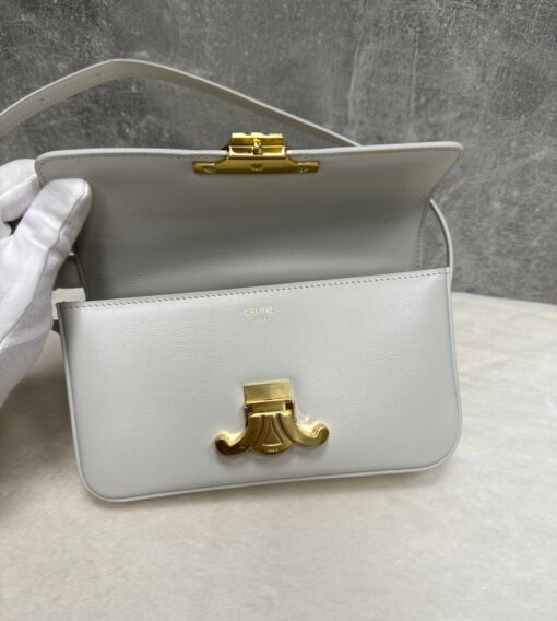Женская сумочка на плечо Celine Claude Triomphe белая премиум-люкс 20/10/4 см - фото 6