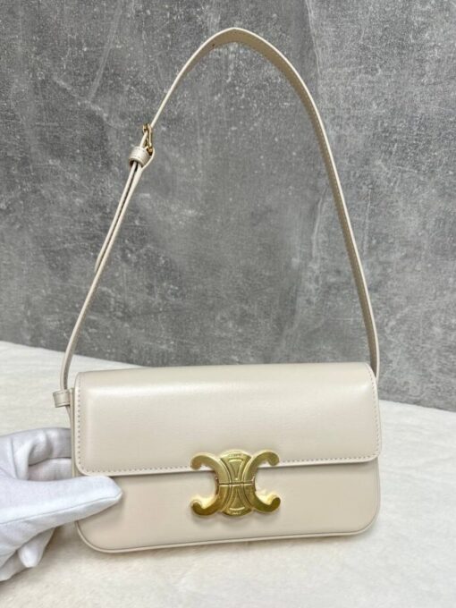 Женская сумочка на плечо Celine Claude Triomphe бежевая премиум-люкс 20/10/4 см - фото 1