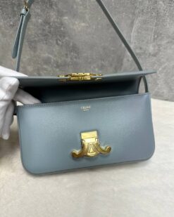 Женская сумочка на плечо Celine Claude Triomphe голубая премиум-люкс 20/10/4 см