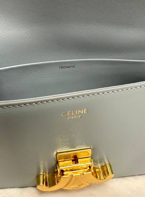 Женская сумочка на плечо Celine Claude Triomphe голубая премиум-люкс 20/10/4 см - фото 7