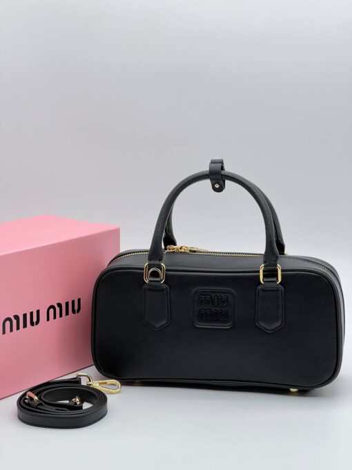 Сумка Miu Miu Arcadie Leather (два размера 23/13 и 28/14 см) чёрная - фото 2