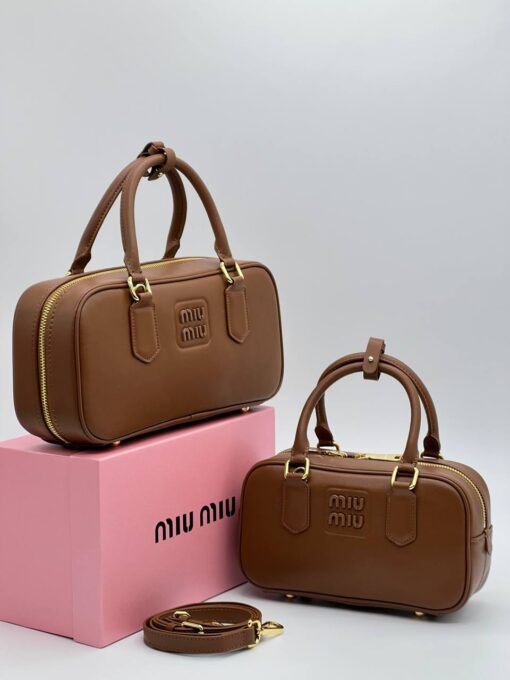 Сумка Miu Miu Arcadie Leather (два размера 23/13 и 28/14 см) коричневая - фото 1