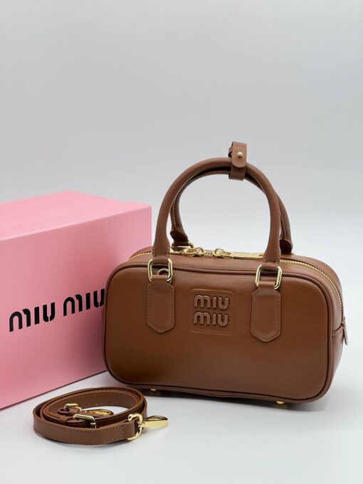 Сумка Miu Miu Arcadie Leather (два размера 23/13 и 28/14 см) коричневая - фото 2