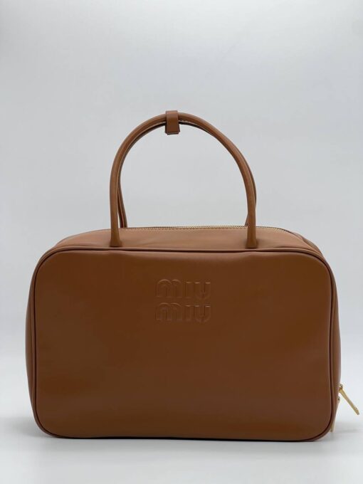 Сумка Miu Miu Leather Top-Handle (два размера 30/20 и 35/23 см) коричневая - фото 7