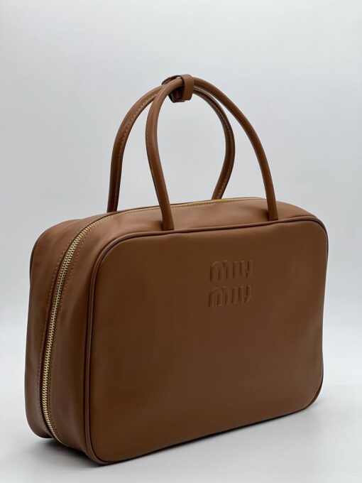 Сумка Miu Miu Leather Top-Handle (два размера 30/20 и 35/23 см) коричневая - фото 8