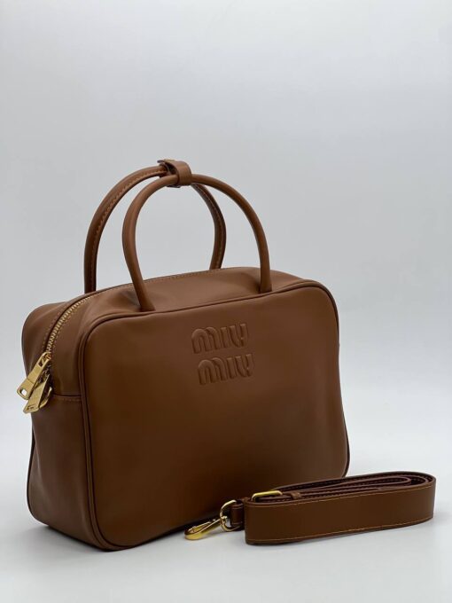Сумка Miu Miu Leather Top-Handle (два размера 30/20 и 35/23 см) коричневая - фото 5