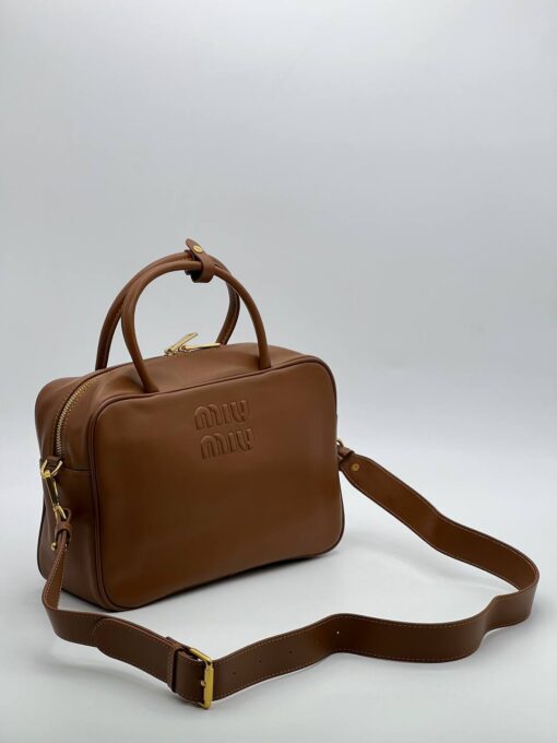 Сумка Miu Miu Leather Top-Handle (два размера 30/20 и 35/23 см) коричневая - фото 6