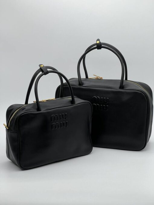 Сумка Miu Miu Leather Top-Handle (два размера 30/20 и 35/23 см) чёрная - фото 1