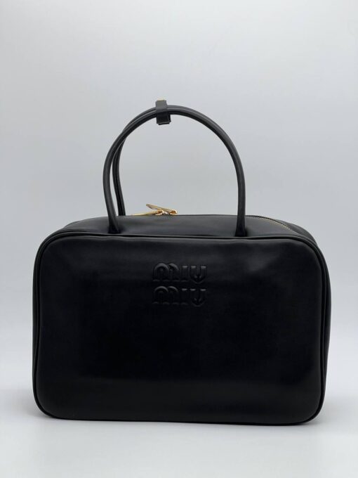 Сумка Miu Miu Leather Top-Handle (два размера 30/20 и 35/23 см) чёрная - фото 2