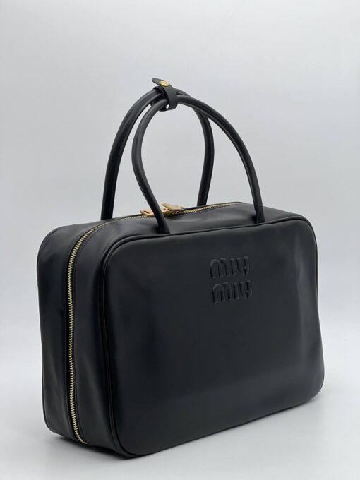 Сумка Miu Miu Leather Top-Handle (два размера 30/20 и 35/23 см) чёрная - фото 3