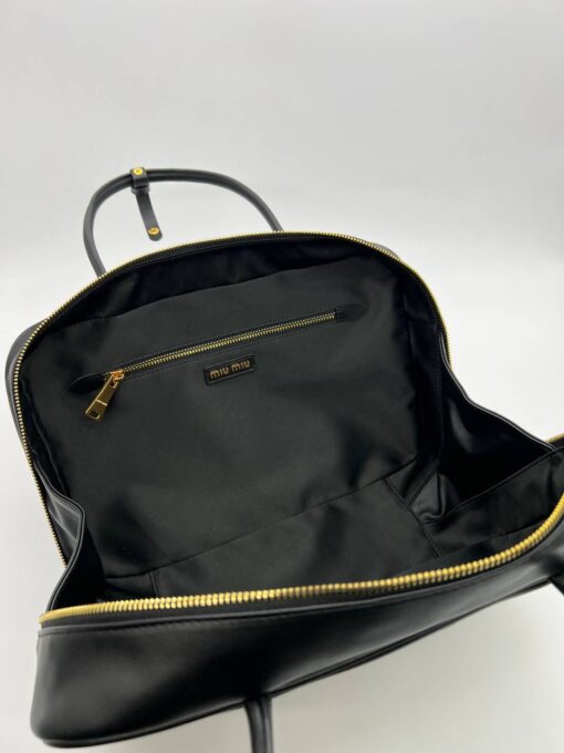 Сумка Miu Miu Leather Top-Handle (два размера 30/20 и 35/23 см) чёрная - фото 7