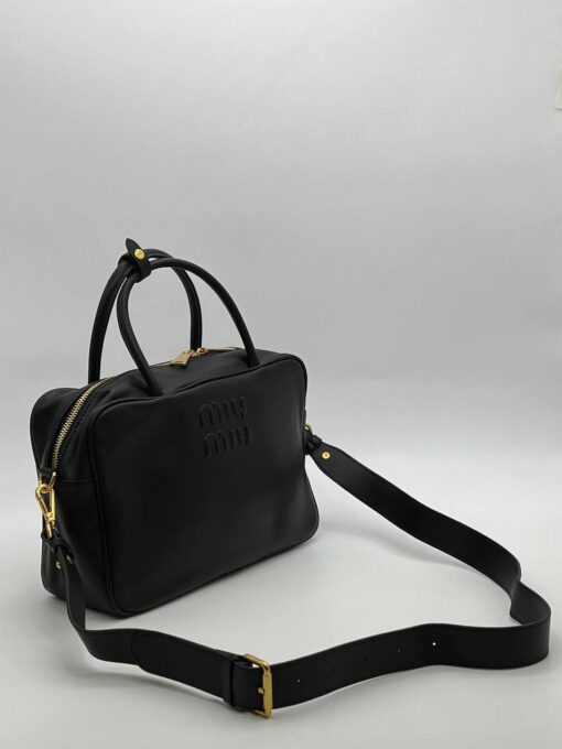 Сумка Miu Miu Leather Top-Handle (два размера 30/20 и 35/23 см) чёрная - фото 8