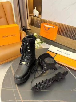 Ботинки женские Louis Vuitton Territory A120124 с мехом чёрные