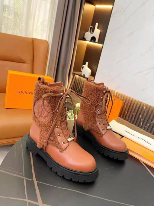 Ботинки женские Louis Vuitton Territory A120138 с мехом коричневые - фото 5