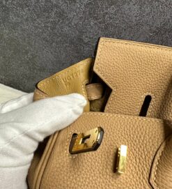 Женская сумка Hermes Birkin Togo 25/18/14 премиум-люкс ручная работа коричневая фурнитура золото A120283