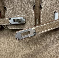 Женская сумка Hermes Birkin Togo 25/18/14 премиум-люкс ручная работа коричневая фурнитура серебро A120328
