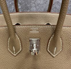 Женская сумка Hermes Birkin Togo 25/18/14 премиум-люкс ручная работа коричневая фурнитура серебро A120328