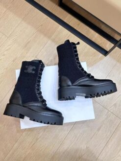 Ботинки Celine Bulky Laced Up Boot In Wool And Shiny Bull 345597005W Black