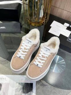 Кроссовки женские Chanel Premium A120784 зимние бежевые