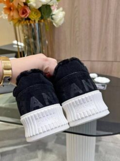Кроссовки женские Chanel Premium A120808 зимние чёрные