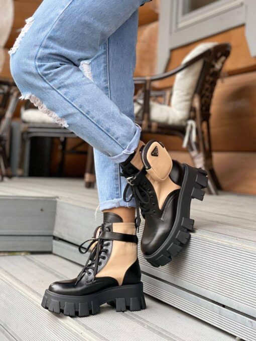 Ботинки женские Prada A120819 зимние чёрно-бежевые - фото 2