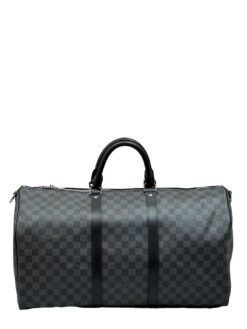 Сумка дорожная Louis Vuitton Keepall M40605-01 Premium чёрно-серая (три размера 45, 50, 55 см) - фото 11