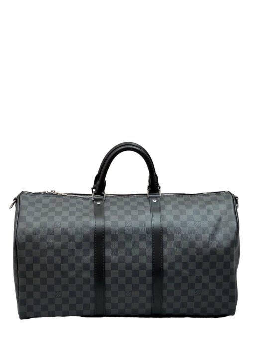 Сумка дорожная Louis Vuitton Keepall M40605-01 Premium чёрно-серая (три размера 45, 50, 55 см) - фото 1
