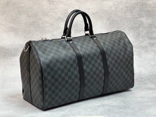 Сумка дорожная Louis Vuitton Keepall M40605-01 Premium чёрно-серая (три размера 45, 50, 55 см) - фото 2