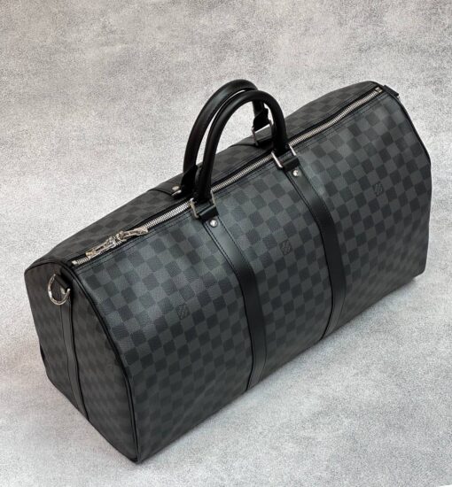 Сумка дорожная Louis Vuitton Keepall M40605-01 Premium чёрно-серая (три размера 45, 50, 55 см) - фото 3