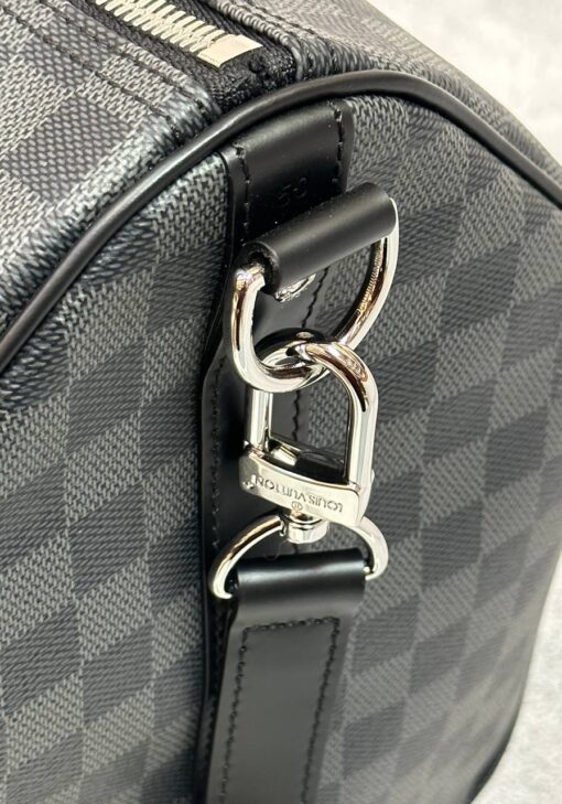 Сумка дорожная Louis Vuitton Keepall M40605-01 Premium чёрно-серая (три размера 45, 50, 55 см) - фото 10