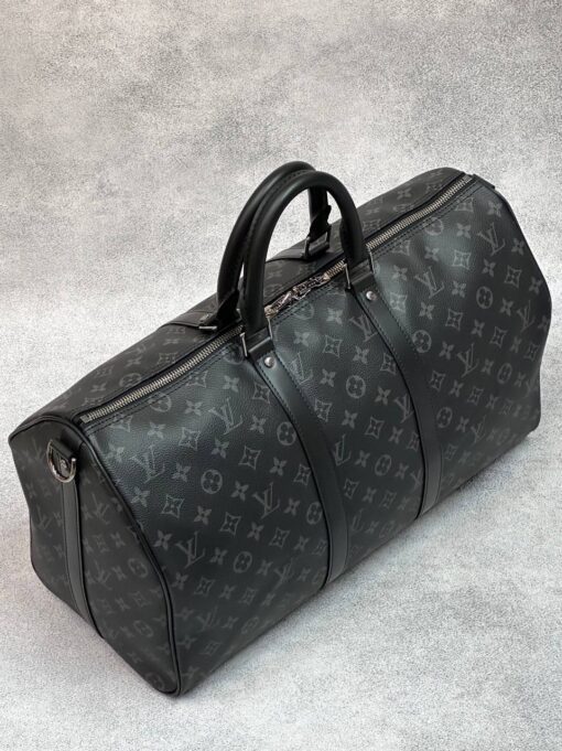 Сумка дорожная Louis Vuitton Keepall M40605-02 Premium чёрно-серая (три размера 45, 50, 55 см) - фото 2