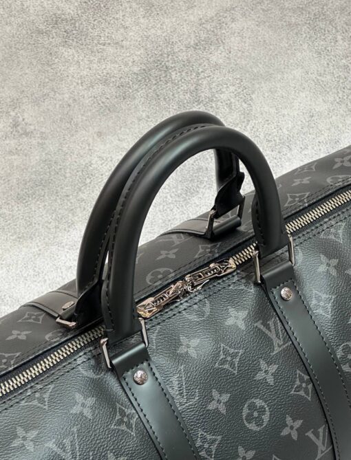 Сумка дорожная Louis Vuitton Keepall M40605-02 Premium чёрно-серая (три размера 45, 50, 55 см) - фото 4