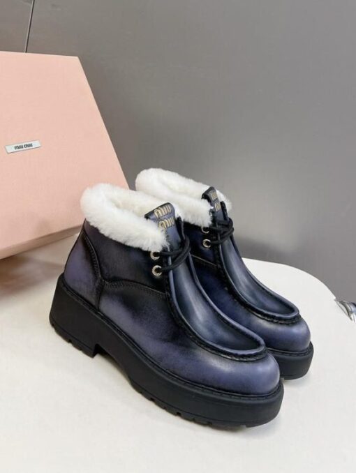 Ботинки Miu Miu Fume Leather Booties 5T965D Winter Premium Black - фото 1