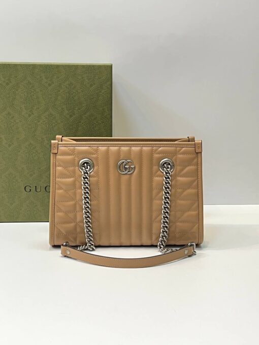 Женская сумка Gucci GG Marmont Premium 25/18/11 см коричневая - фото 6