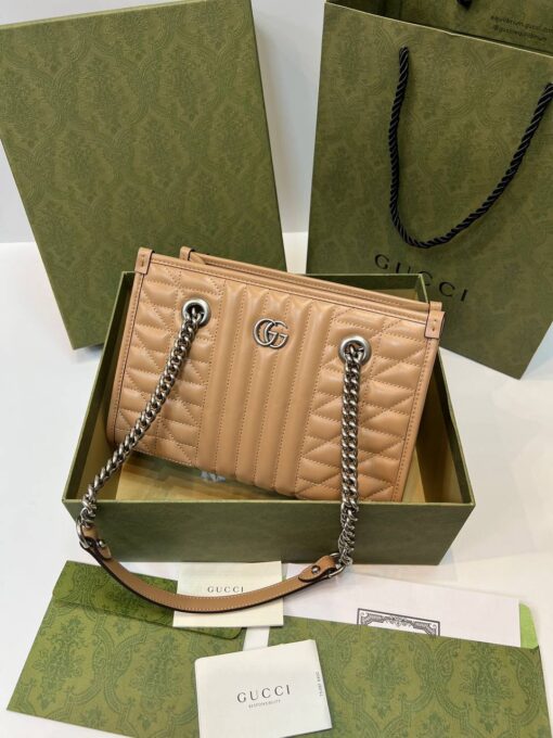Женская сумка Gucci GG Marmont Premium 25/18/11 см коричневая - фото 5