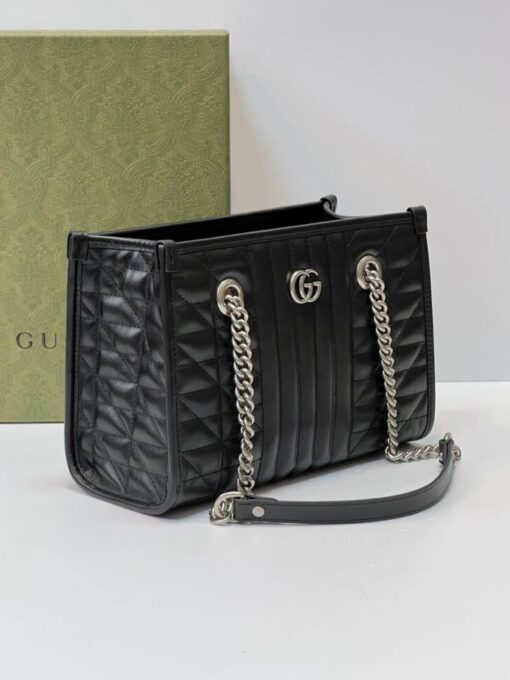 Женская сумка Gucci GG Marmont Premium 25/18/11 см чёрная - фото 1