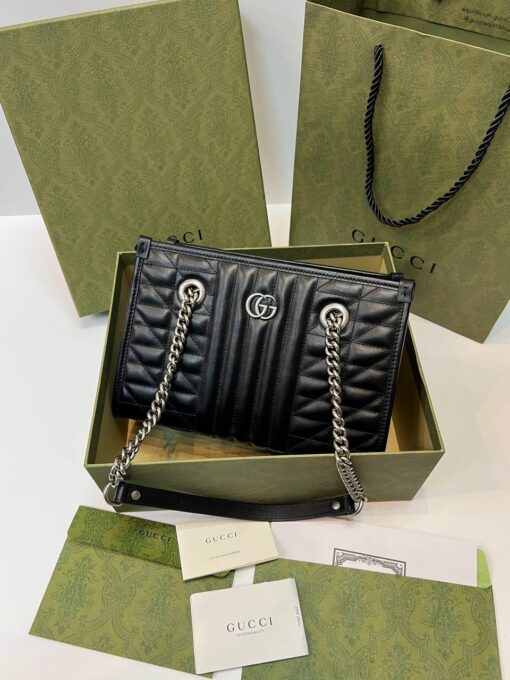Женская сумка Gucci GG Marmont Premium 25/18/11 см чёрная - фото 5