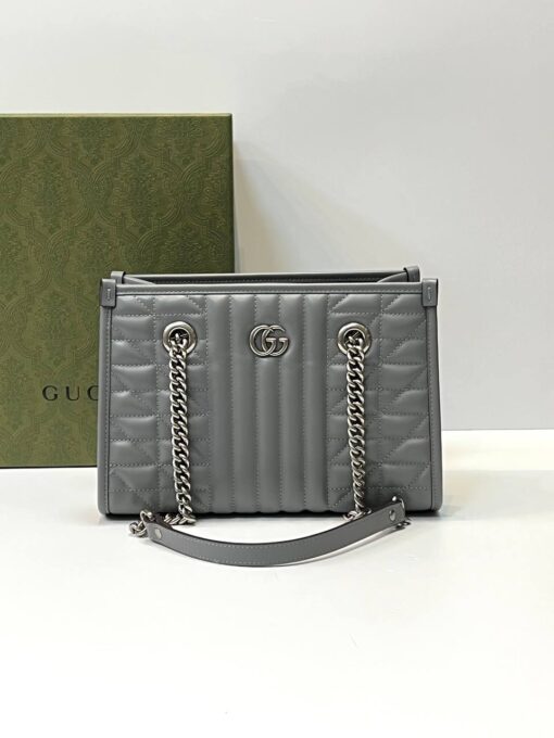 Женская сумка Gucci GG Marmont Premium 25/18/11 см серая - фото 2