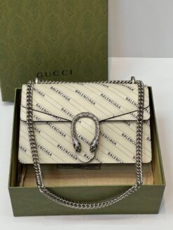 Сумка Gucci & Balenciaga Dionysus The Hacker Project Premium 27/16/9 см белая - фото 4