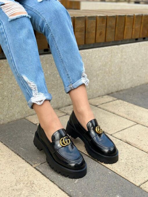 Туфли женские Gucci A122375 чёрные лак - фото 3