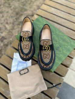 Туфли женские Gucci A122386 коричневые с чёрным
