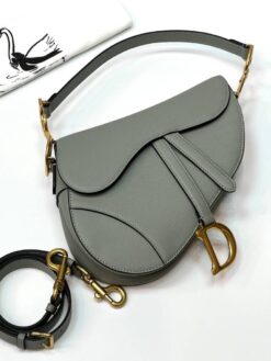 Женская сумка Christian Dior Saddle M0455CBAA Premium 25/20/7 см серая - фото 2