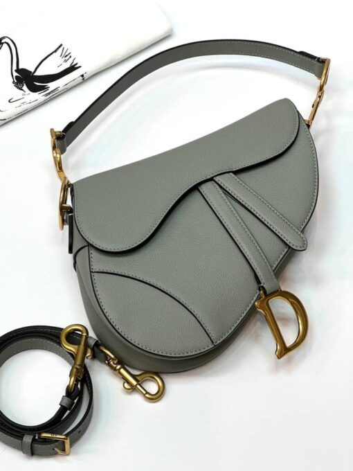 Женская сумка Christian Dior Saddle M0455CBAA Premium 25/20/7 см серая - фото 1