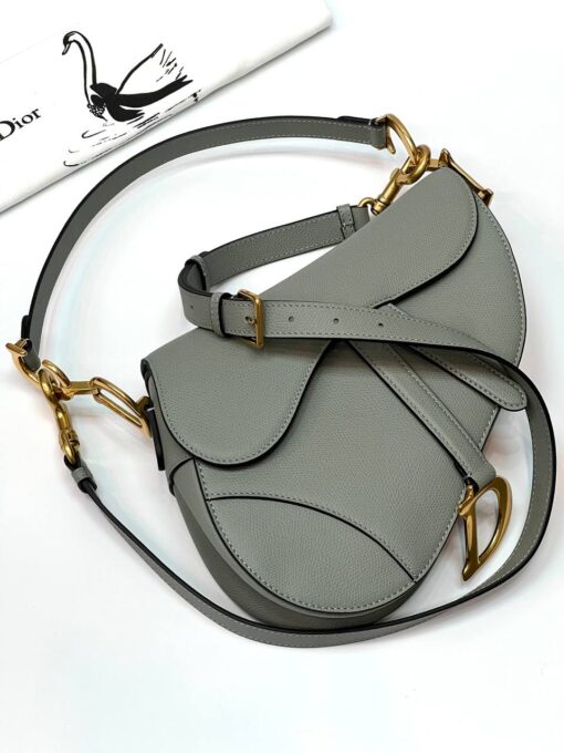 Женская сумка Christian Dior Saddle M0455CBAA Premium 25/20/7 см серая - фото 11